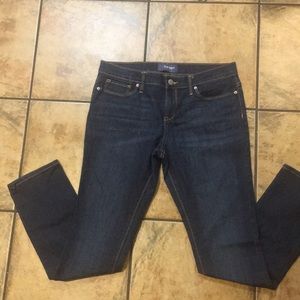Old navy blue jeans/adjustable waist button& strap